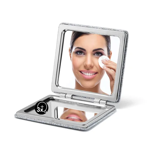 Miniatura 42 de Omiro - Espejo compacto, cuero PU clásico. Ampliación 1x/3x, ultra portátil para el bolsillo, ideal para bolsos y viajes (negro)
