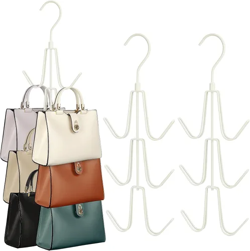 Miniatura 9 de TOPIA HANGER Organizador para colgar bolsos para armario, paquete de 2 ganchos organizadores de bolsos, ganchos de metal giratorios de 360°, estante