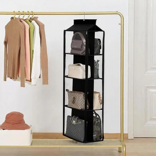 Miniatura 23 de Organizador de bolso colgante de 8 rejillas en 1 paquete con cremalleras dobles, organizador de bolso visible para armario, soporte