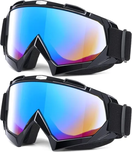 Miniatura 13 de MAMBAOUT Gafas de motocross para adultos, paquete de 2 gafas de motocicleta ATV para hombres y mujeres, gafas de visión amplia para montar fuera