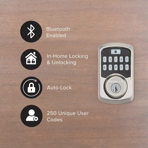 Miniatura 9 de Kwikset 99420-003 Aura - Cerradura de puerta con teclado programable Bluetooth con seguridad SmartKey, Negro Hierro