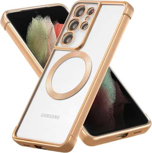 Miniatura 16 de RALEAVO Funda magnética para Samsung Galaxy S22 Ultra Clear [compatible con Magsafe y protección contra caídas de grado militar], transparente, a