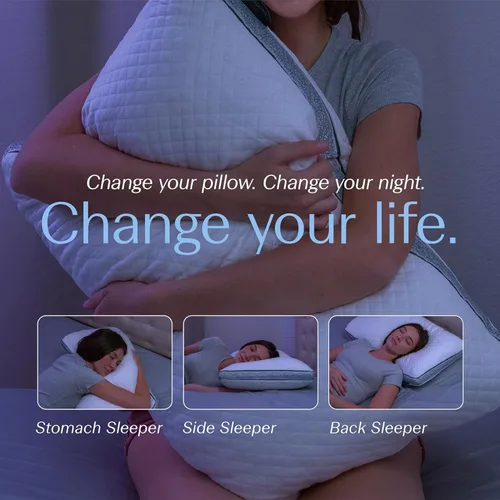 Miniatura 5 de DreamyBlue Almohada de Zafiro con Refuerzo • Loft Ajustable, Funda de Lujo, Relleno de Espuma Viscoelástica Triturada con Cuentas de Enfriamiento •