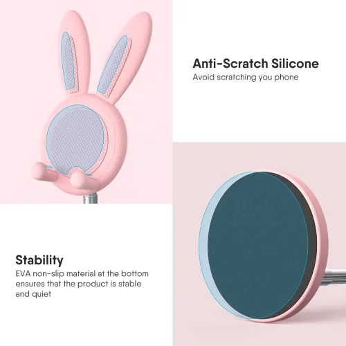 Miniatura 6 de OATSBASF Soporte ajustable para teléfono celular, soporte ajustable para teléfono con diseño de conejo, soporte para teléfono Kawaii, compatible