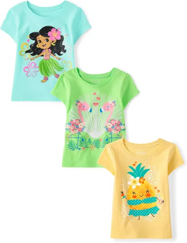 Miniatura 5 de The Children's Place Camisetas estampadas de manga corta para bebés y niñas pequeñas, con diseño de unicornios y mariposas, a la moda, paquete de 3