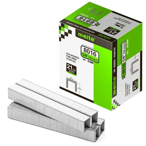 Miniatura 11 de meite Grapas de tapicería de calibre 21, corona de 1/2 pulgada con grapas galvanizadas resistentes de 1/2 pulgada de longitud para pistolas