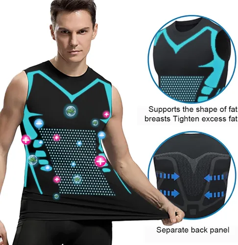Miniatura 4 de Chaleco moldeador iónico, cómodo y transpirable, tela de seda de hielo para hombres para construir un cuerpo perfecto