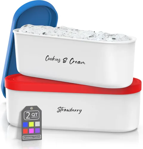 Miniatura 17 de BALCI, Recipiente para helado, 2 cuartos, perfecto almacenamiento reutilizable en congelador para recipientes de helado casero para sorbete, yogur