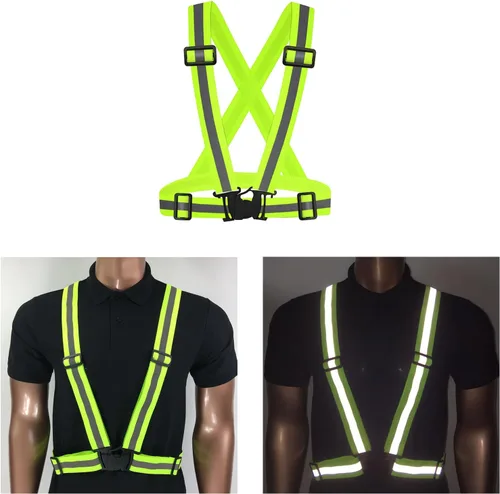 Miniatura 4 de Chaleco reflectante para correr, 3 piezas, correas elásticas ajustables, ligero, 360°, alta visibilidad para caminar al aire libre, trotar