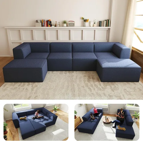 Miniatura 46 de Sofá Seccional Comprimido de 106" Sofás Modulares en Forma de L con Chaise, Espuma de Alta Densidad Sin Ensamblaje Requerido, 4 Piezas