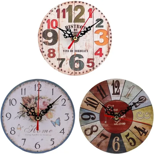 Miniatura 4 de Relojes de pared de madera sin tictac, funciona con pilas, estilo retro, decorativo, para sala de estar, cocina