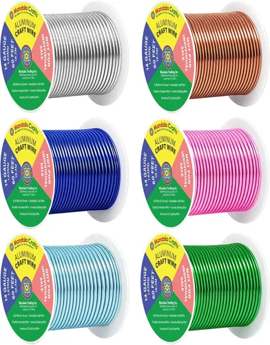 Miniatura 78 de Mandala Crafts - Alambre de aluminio anodizado de 8 calibre para hacer joyas - 9.75 m de alambre flexible negro colorido - Flexible para bonsái