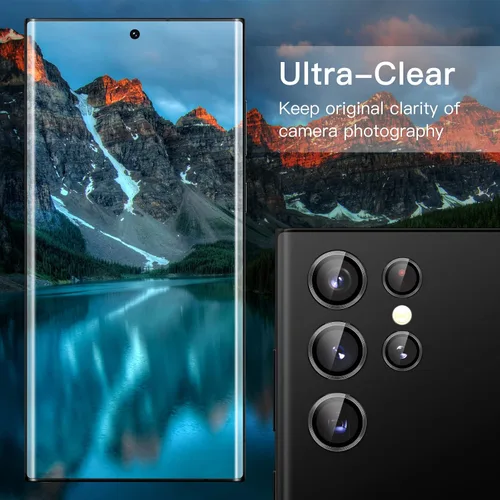 Miniatura 3 de JETech Protector de lente de cámara para Samsung Galaxy S22 Ultra 5G de 6.8 pulgadas, cubierta de anillo individual de metal de vidrio templado 9H