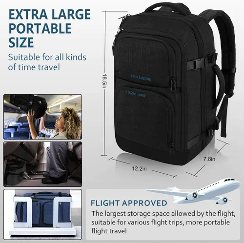 Miniatura 8 de Dinictis Mochila de viaje para laptop de 40 L para hombres y mujeres, compatible con cuaderno de 17 pulgadas, mochila de maleta aprobada para vuelo