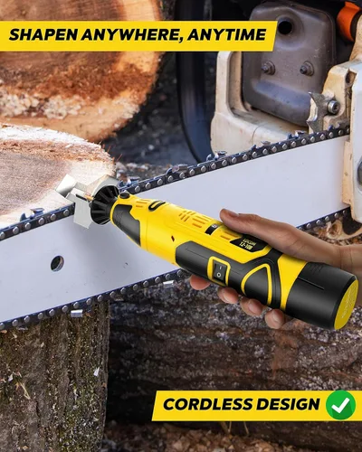 Miniatura 2 de EzzDoo Kit Afilador de Motosierra Eléctrico Inalámbrico - Herramienta Portátil de Afilado de Cadena de Motosierra de 12V con 6 Brocas de Diamante