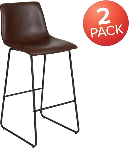 Miniatura 4 de Flash Furniture Reagan - Taburetes de bar LeatherSoft de 30 pulgadas con reposapiés, taburetes de barra de estilo moderno de mediados de siglo