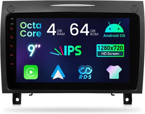 XTRONS Android 14 Estéreo de coche para Mercedes Benz SLK Clase R171 2004-2011, pantalla táctil IPS de 9 pulgadas, radio de coche, navegación GPS,
