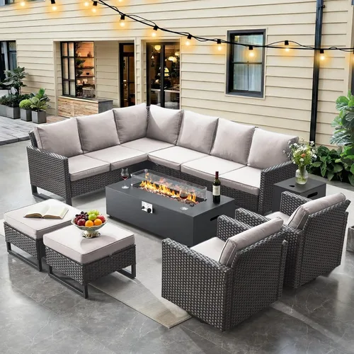 Miniatura 144 de HUMMUH Juego de 2 sillas giratorias para patio, mimbre de polietileno, para exteriores, bistró, porche, balcón, muebles con cojines Gris/gris