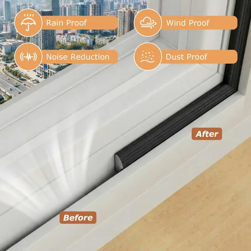 Miniatura 6 de Tope de corriente de aire de 32.8 pies para puertas y ventanas, tira de aislamiento de puerta insonorizada en forma de cuña para bloquear corrientes