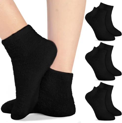 Janmercy 3 pares de calcetines con aloe hidratantes con gel de spa, calcetines de dormir esponjosos para pies secos sin deslizamiento con loción