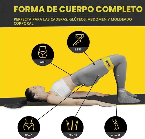 Miniatura 4 de Tribe Lifting - Bandas de resistencia de tela para glúteos y piernas Juego de 5 bandas de tela para entrenamiento Bandas gruesas de glúteos