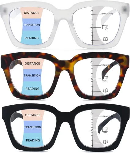 Miniatura 11 de HIYANJN Gafas de Lectura Bifocales para Mujeres con Filtro de Luz Azul para Computadora, Parte Superior Transparente, Montura Mate de Gran