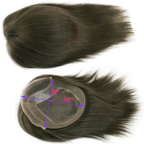 Miniatura 6 de Voloria Tupé de cabello humano virgen europeo para hombres con encaje suizo transparente de 10 x 8 pulgadas, extensiones rectas para hombres #6