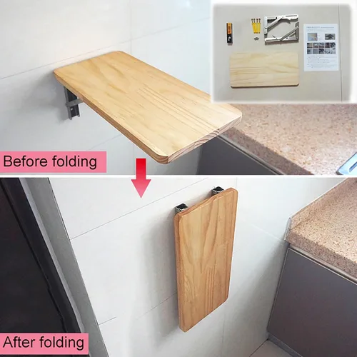 Miniatura 5 de Mesa plegable montada en la pared, mesa plegable de hojas abatibles, para espacios pequeños, escritorio, oficina, hogar, cocina, mesa de comedor