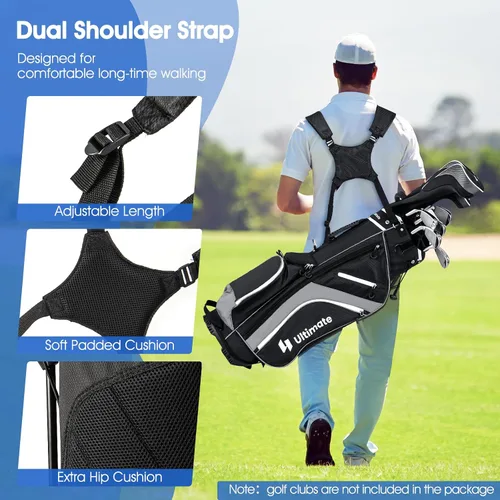 Miniatura 5 de ULTIMATE Bolsa de golf de 14 vías, bolsa de golf portátil con 6 bolsillos, bolsa enfriadora y bolsillo valioso impermeable, capucha de lluvia