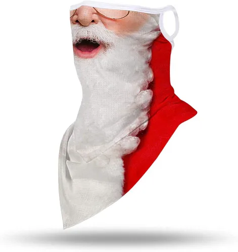 Miniatura 2 de GLUDEAR Máscara facial fea de Papá Noel, reutilizable, lavable, para el cuello, polaina para las orejas