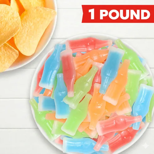 Miniatura 4 de Wax Bottles Candy - Bolsa a granel de 1 libra, botellas clásicas de refresco de cera con centro de jugo dulce, sabores surtidos, golosinas retro