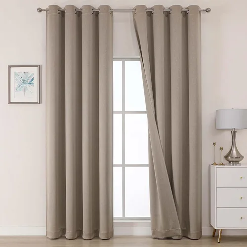 Miniatura 23 de OWENIE Cortinas 100% opacas de 96 pulgadas de largo, 2 paneles para dormitorio, sala de estar, cortinas superiores con aislamiento térmico