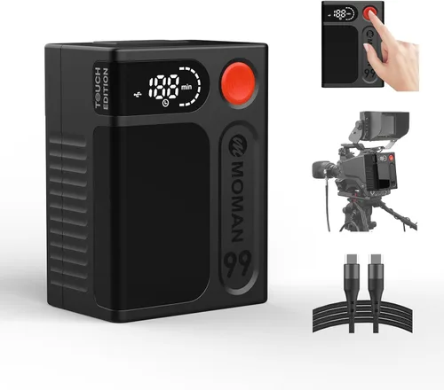 Miniatura 10 de Moman V-Mount Batería, Power 99 Cámara mejor Mini V Lock Baterías 99Wh/6900mAh con botón táctil y pantalla LED para Smallrig BMPCC 4k 6k Cámara