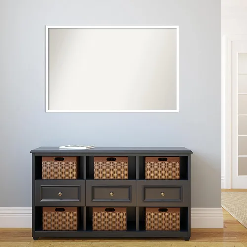 Miniatura 229 de Amanti Art Espejo de baño blanco para sobre el fregadero, 32 x 45 pulgadas, espejo de tocador rectangular blanco esbelto, marco de madera moderno