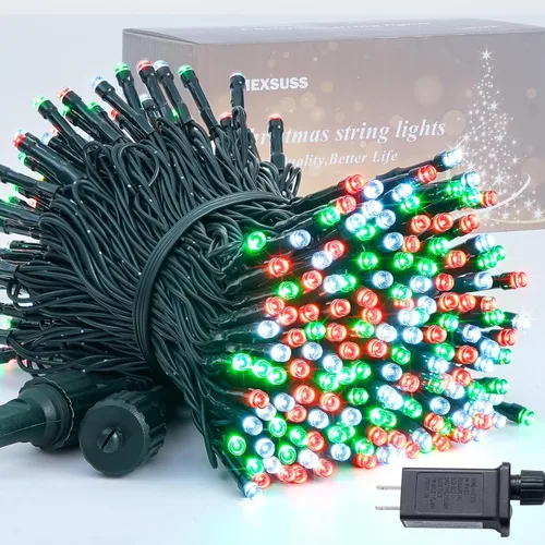 Miniatura 16 de JMEXSUSS 250 luces LED rojas, blancas y azules para decoraciones del 4 de julio, luces patrióticas conectables de 91.5 pies para exteriores