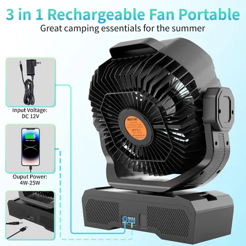 Miniatura 4 de WESTTREE - Ventilador de 45000 mAh, potente flujo de aire, funciona con pilas, ventilador de exterior para dormitorio, silencioso y oscilante