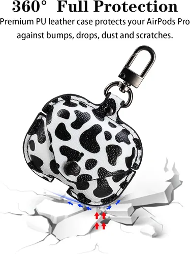 Miniatura 4 de Bonita funda de cuero para Airpods Pro, funda protectora de piel auténtica suave con llavero, a prueba de golpes, funda de carga inalámbrica