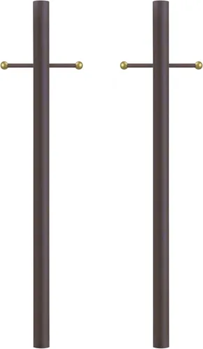 Miniatura 10 de Solus Poste de lámpara de entierro directo de 7 pies, poste de luz de aluminio para exteriores con brazo cruzado decorativo, se adapta a accesorios