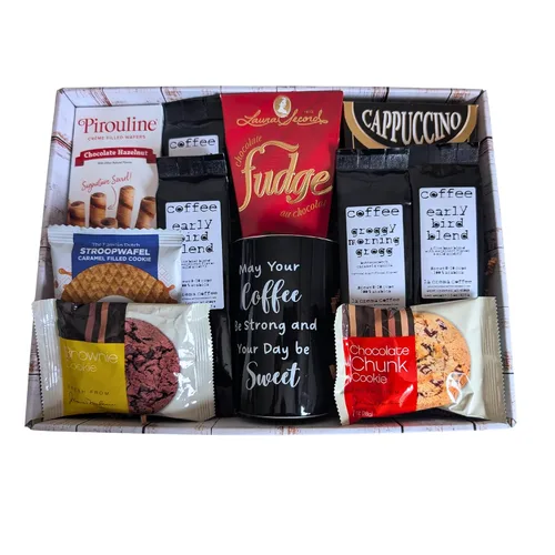Miniatura 3 de Cesta de regalo de café con taza, juego de regalo de chocolate y galletas gourmet para todas las ocasiones: cumpleaños, gracias, aniversario
