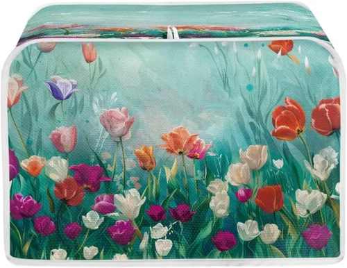 Miniatura 15 de Daisy Print 2 Slice Tostador Cover White Anti-Sputtering Pan Tostador Cover Cover Cover Dust Cover Pequeño Protector Lavable Electrodomésticos