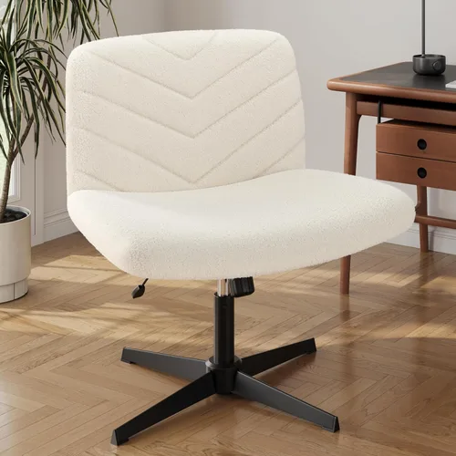 Miniatura 11 de Yaheetech Silla de Escritorio de Oficina con Patas Cruzadas Anchas sin Ruedas, Sillas Giratorias Cómodas para Computadora de Tocador para Hogar