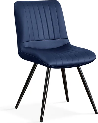 Miniatura 11 de Sillas de comedor, modernas sillas de comedor con cojines gruesos, sillas tapizadas de piel sintética para cocina, comedor con patas de metal
