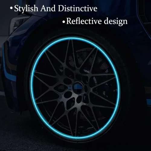Miniatura 6 de deemars Tapones universales fluorescentes para válvulas de neumáticos de automóvil, 4 piezas, azul, ABS + material luminoso, compatible