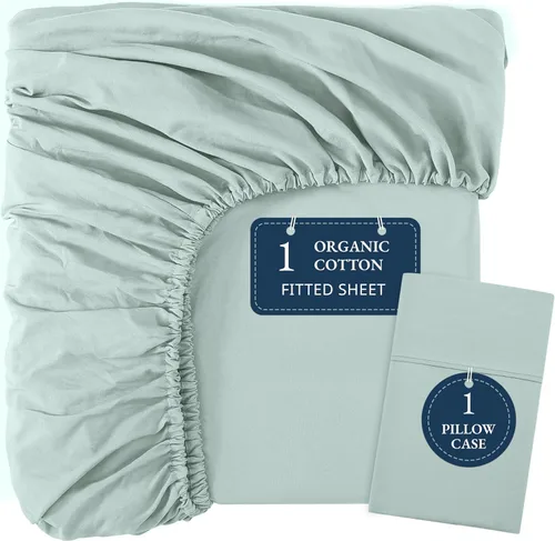 Miniatura 26 de LANE LINEN Juego de 2 piezas con sábana bajera 100% algodón orgánico tamaño individual y 1 funda de almohada, tejido de percal ligero, ultra suave
