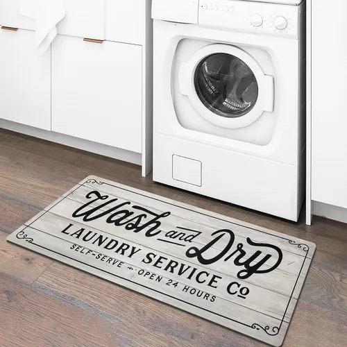 Miniatura 37 de KOZYFLY Alfombra Antideslizante para Lavandería de 20"x60", Alfombras de Cocina Lavables, Alfombra de Lavandería Impermeable, Alfombra para Marrón