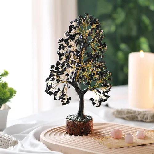 Miniatura 7 de Árbol de cristal, árbol de turmalina, bonsái artificial, 10-12 pulgadas, decoración de chakras, decoración para el hogar, oficina, árbol de dinero