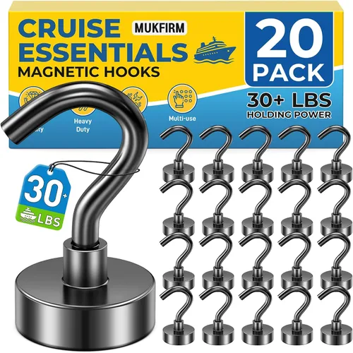 Miniatura 15 de Paquete de 12 ganchos magnéticos para cabañas de crucero 2026, vacaciones en la playa, 30 libras, imán resistente con gancho, ganchos magnéticos