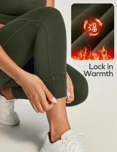 Miniatura 15 de Ewedoos - Leggings con forro de vellón y bolsillos para mujer, leggings térmicos de invierno para mujeres, pantalones de yoga y entrenamiento