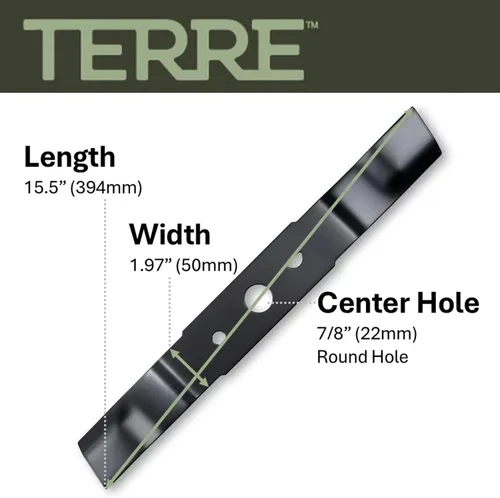 Miniatura 6 de Terre Products - Cuchilla para cortacésped estándar individual, cubierta de 16 pulgadas, compatible con Greenworks 25322, 25142, repuesto para 29512