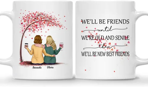 Miniatura 11 de Gossby - Taza de café personalizada para mujer, 2 unidades, con nombres personalizados Taza personalizada para dos mujeres, taza de café